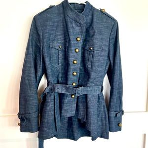 PAUW Amsterdam denim jacket. Brass button detail on cuffs and shoulders.